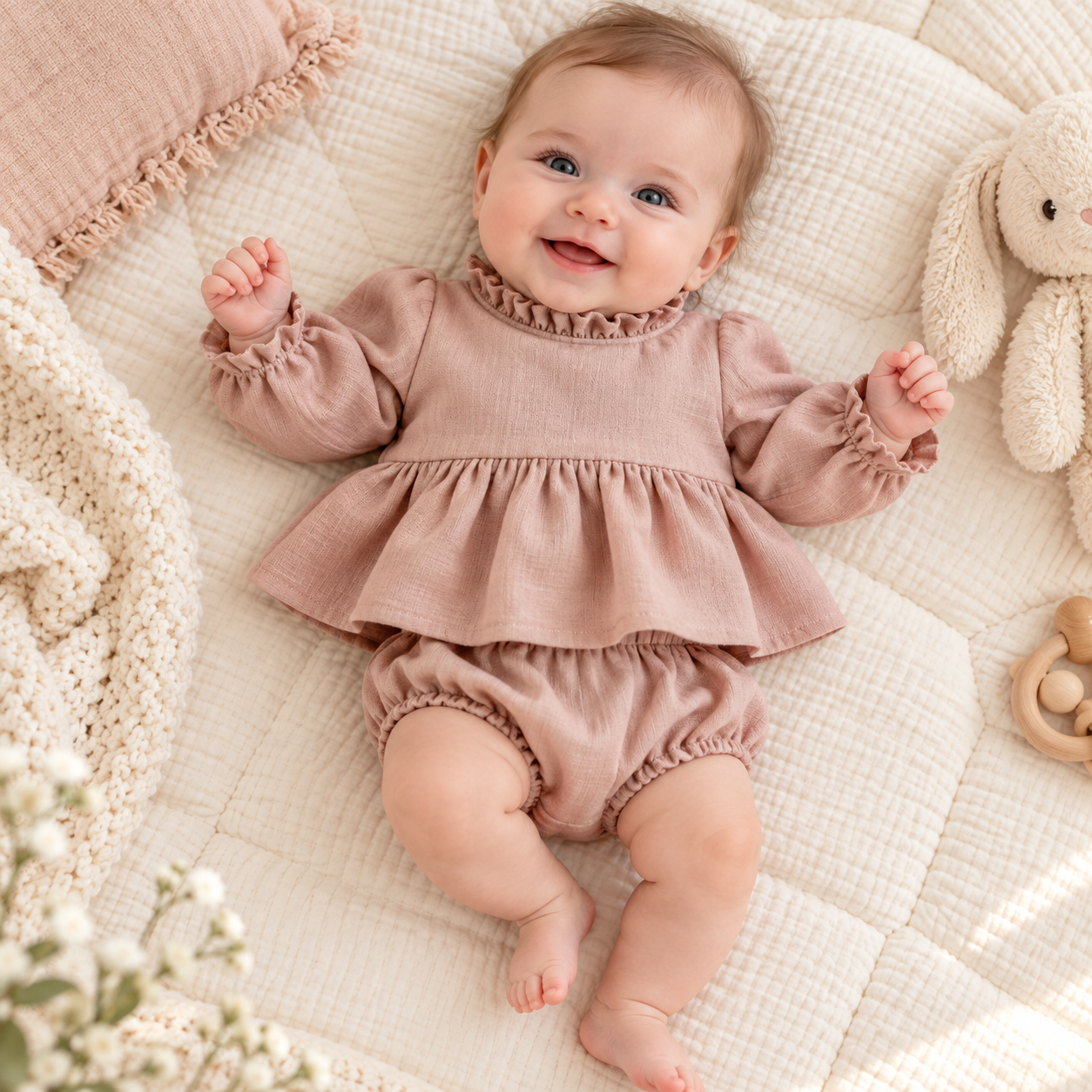 Baby Girl Vintage Top & Shorts Set – Ruffle & Classic Styles