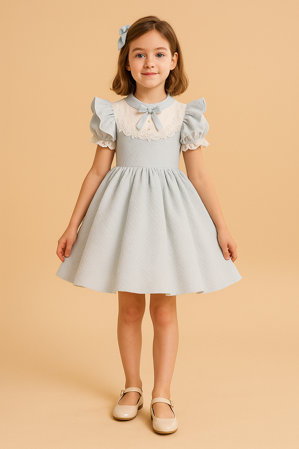 Girls’ Elegant Lace Ruffle Dress