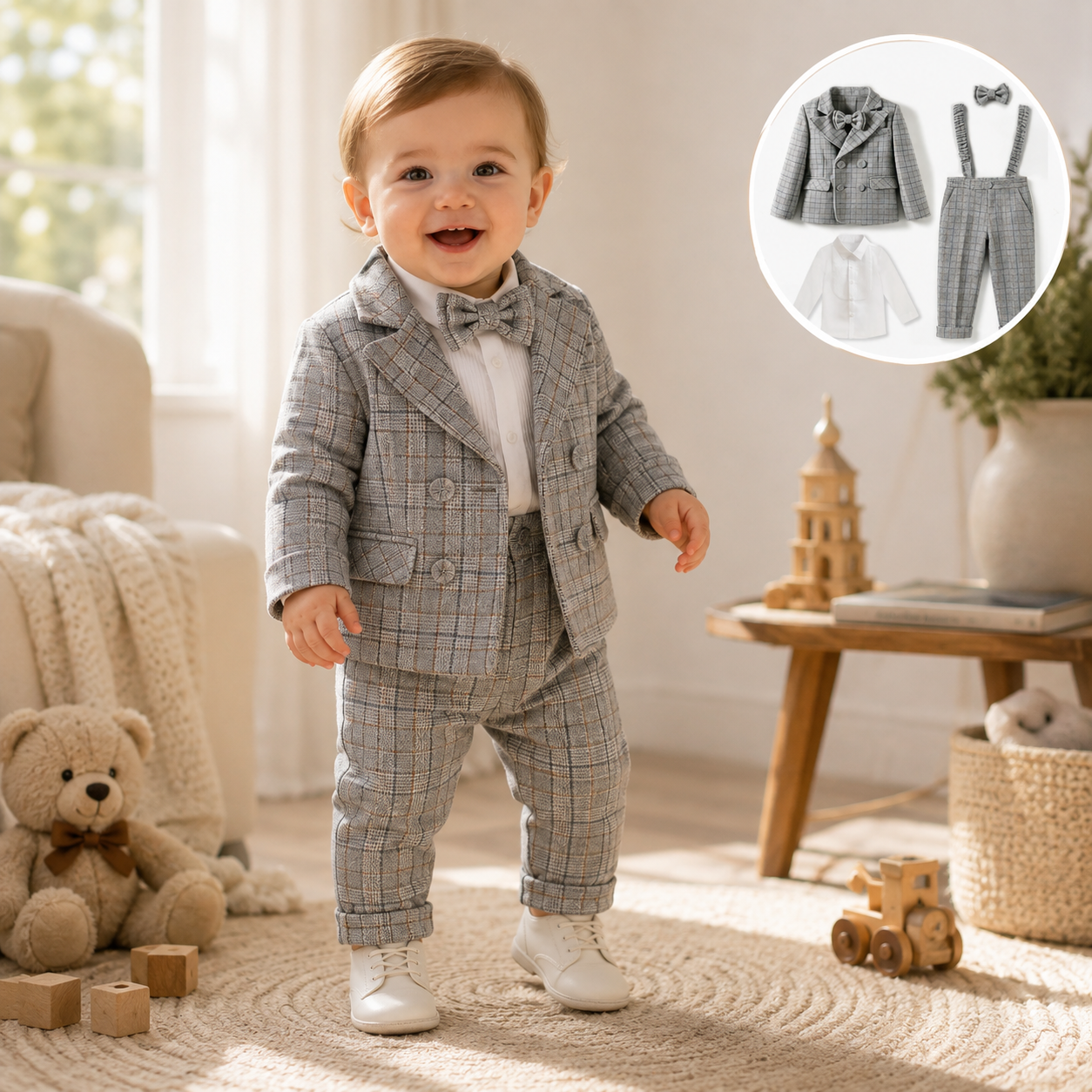 Toddler Boys’ Plaid Suit Set