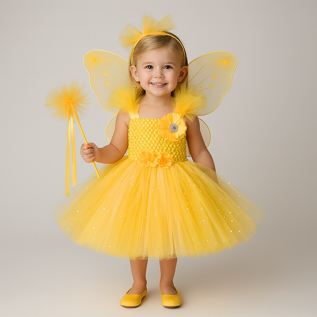 Fairy Costume Tutu Dress with Wings for Girls