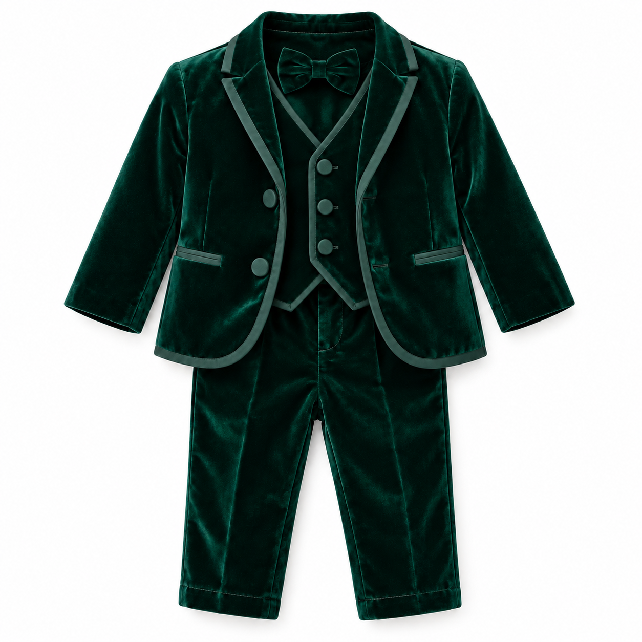 Boys Emerald Green Velvet 3-Piece Tuxedo Suit