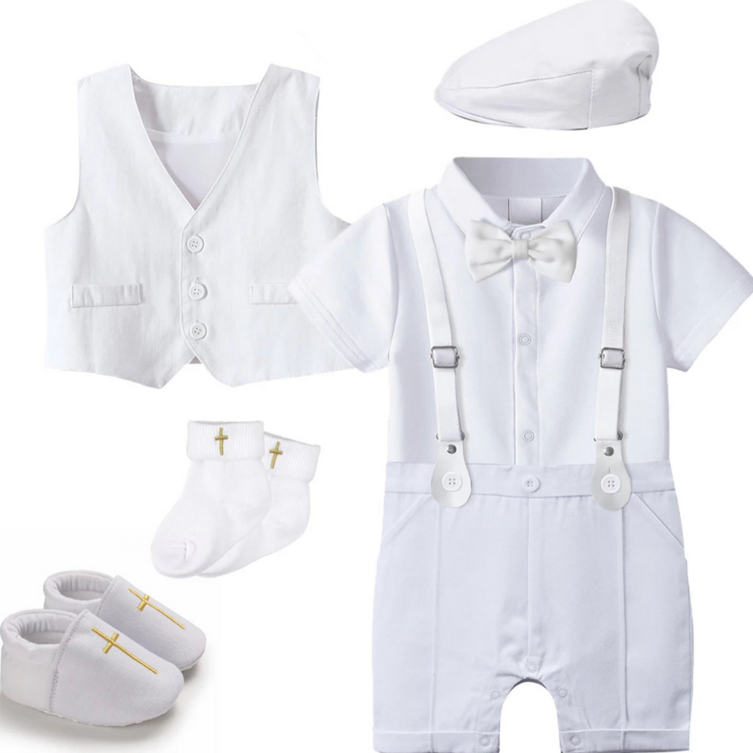 Classic White Baby Boy Christening Set