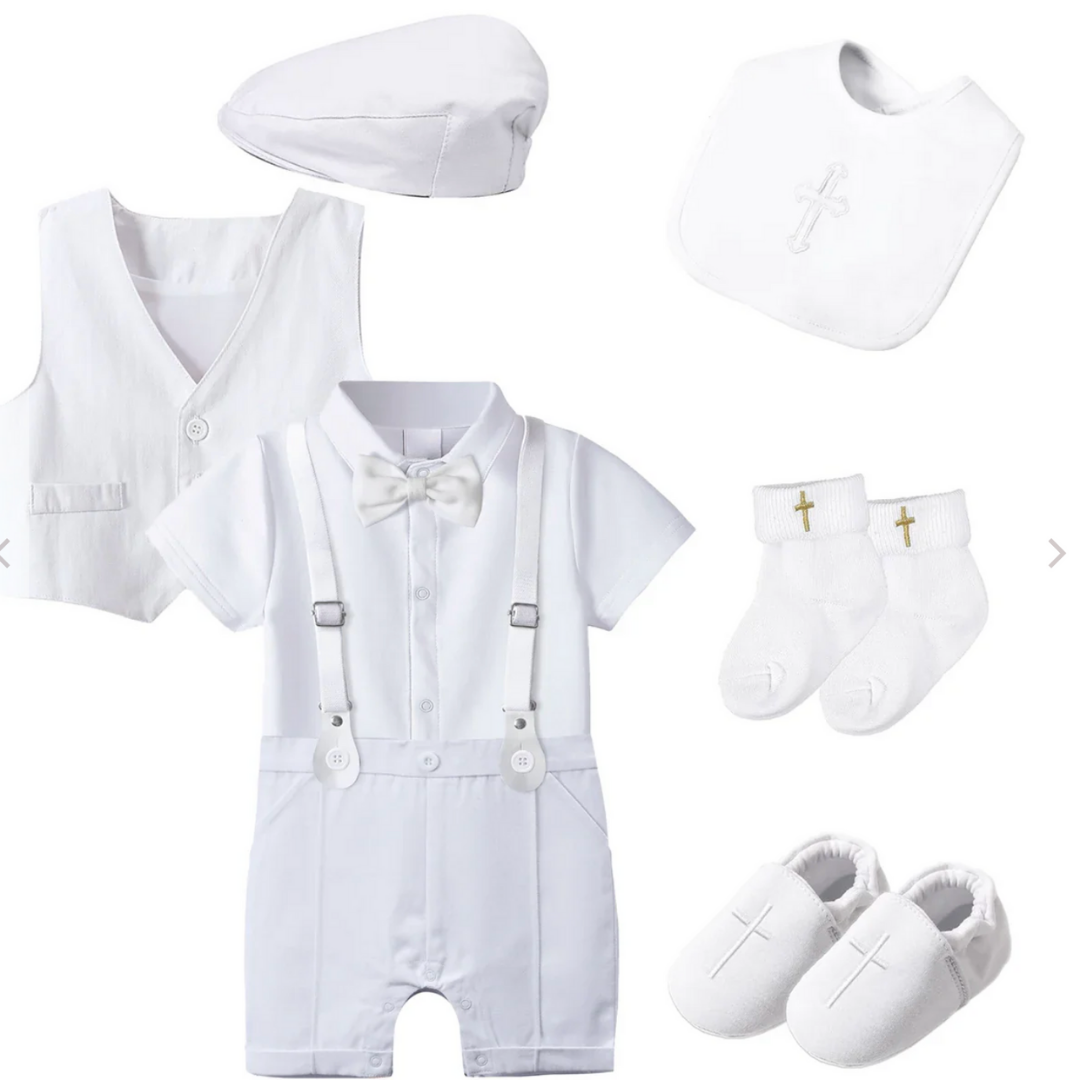 Classic White Baby Boy Christening Set
