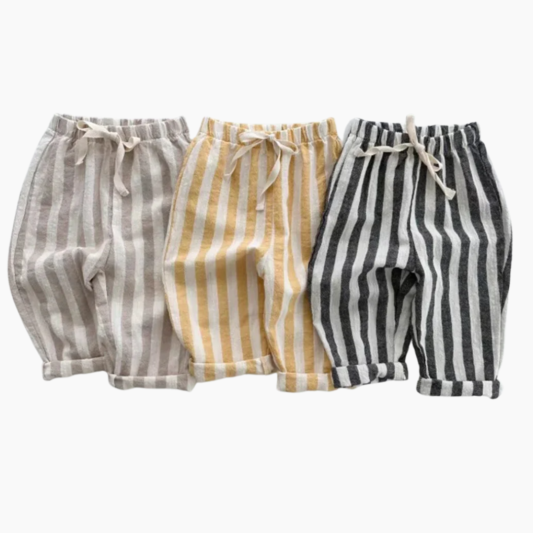 Vintage Striped Linen Cotton Pants