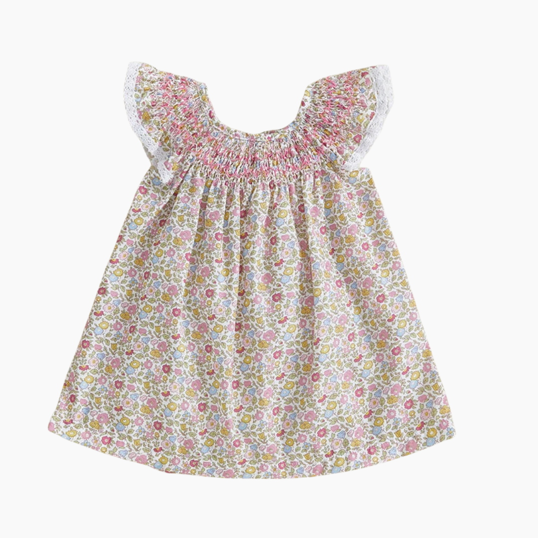 Floral Print Ruffle Sleeve Summer Dress