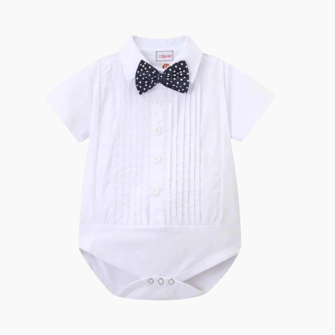 Baby Boy Formal Outfit with Bow Tie and Suspenders