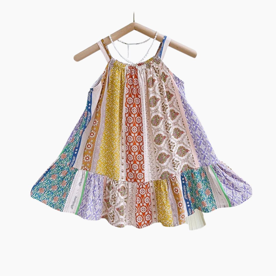 Girls Boho Floral Patchwork Dress