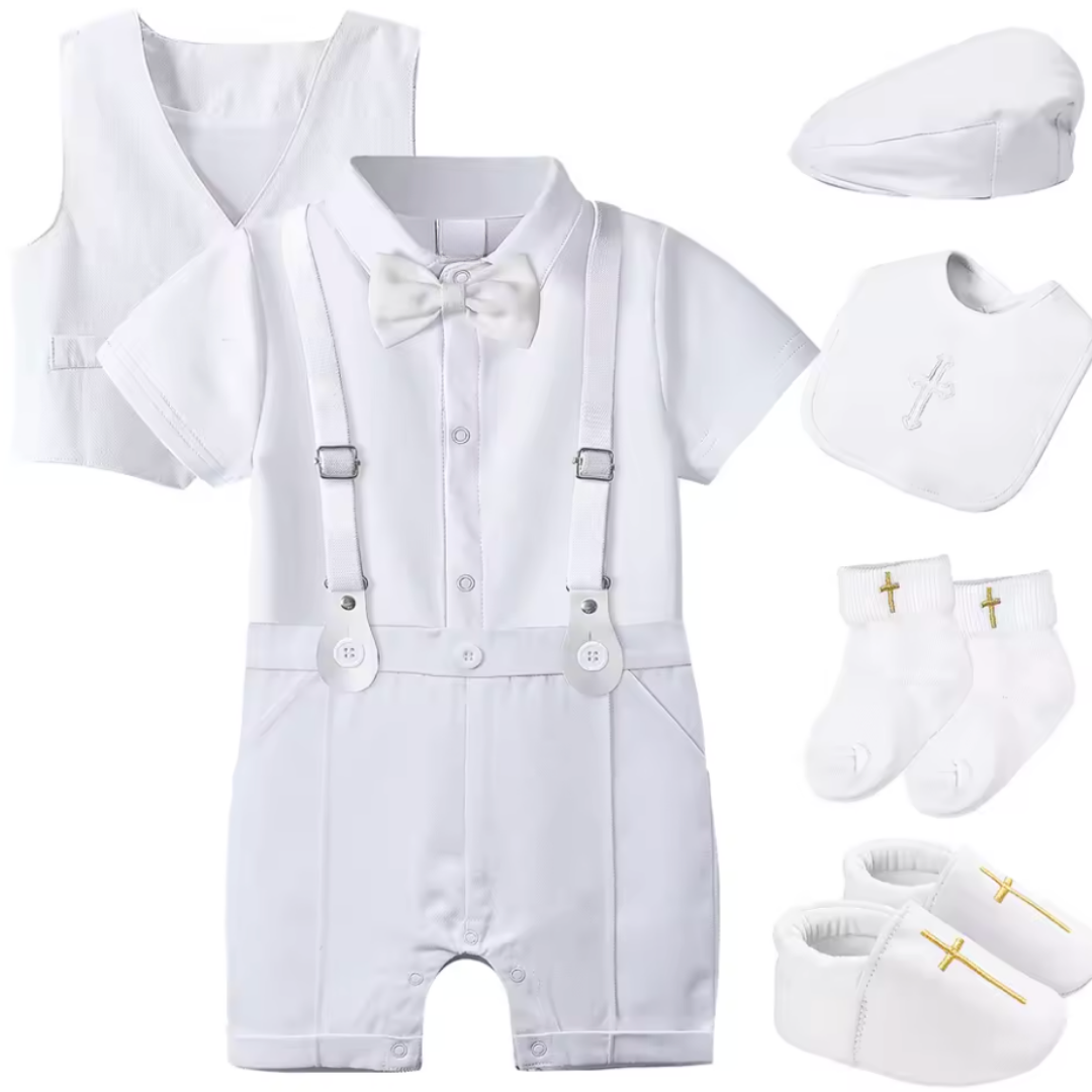 Classic White Baby Boy Christening Set