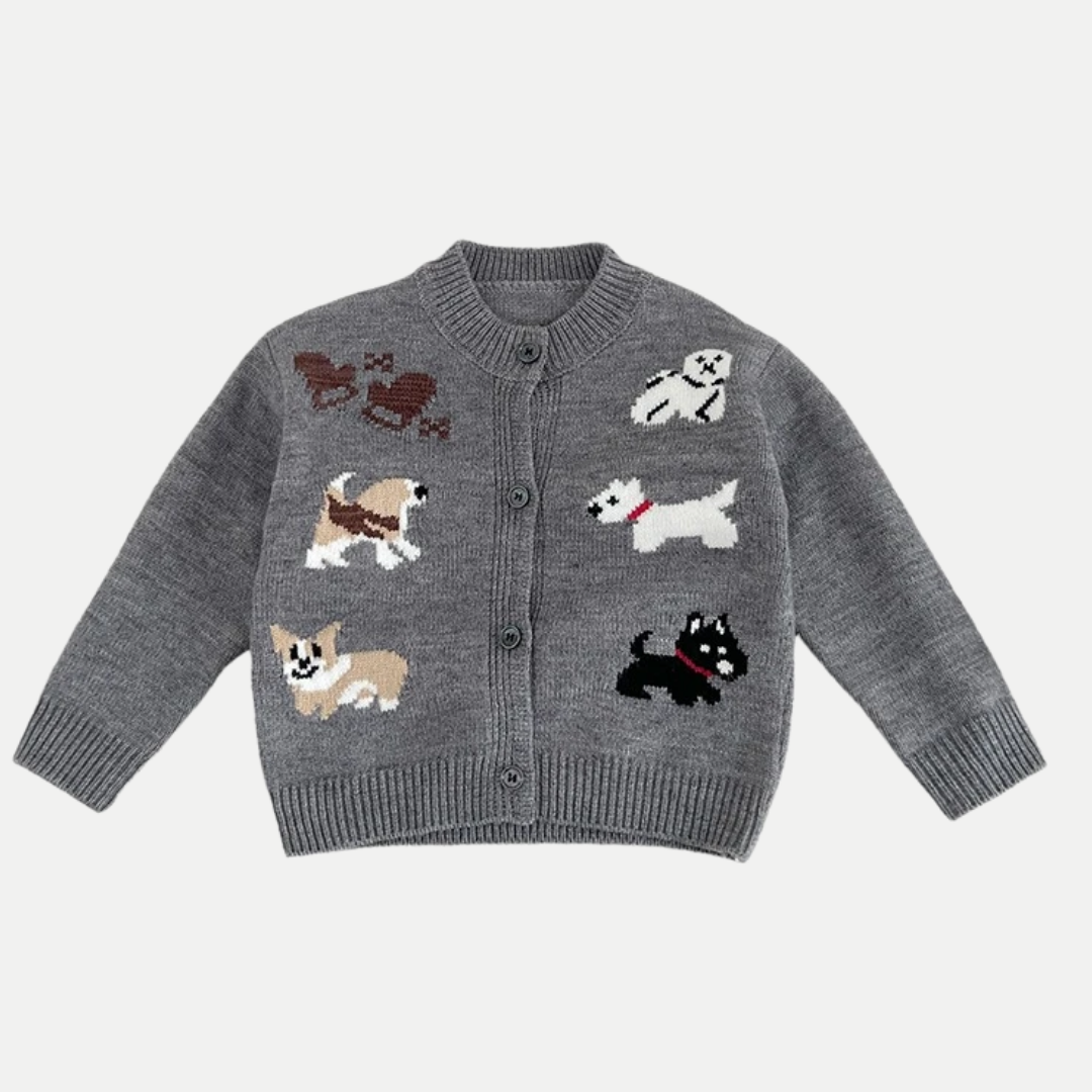 Cartoon Dogs Knit Cardigan