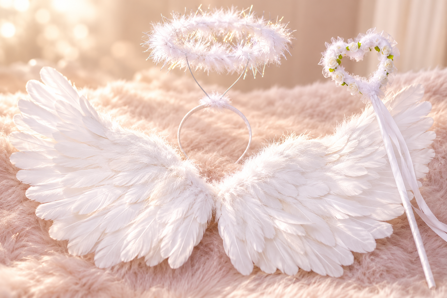 Girls White Angel Tutu Costume Dress