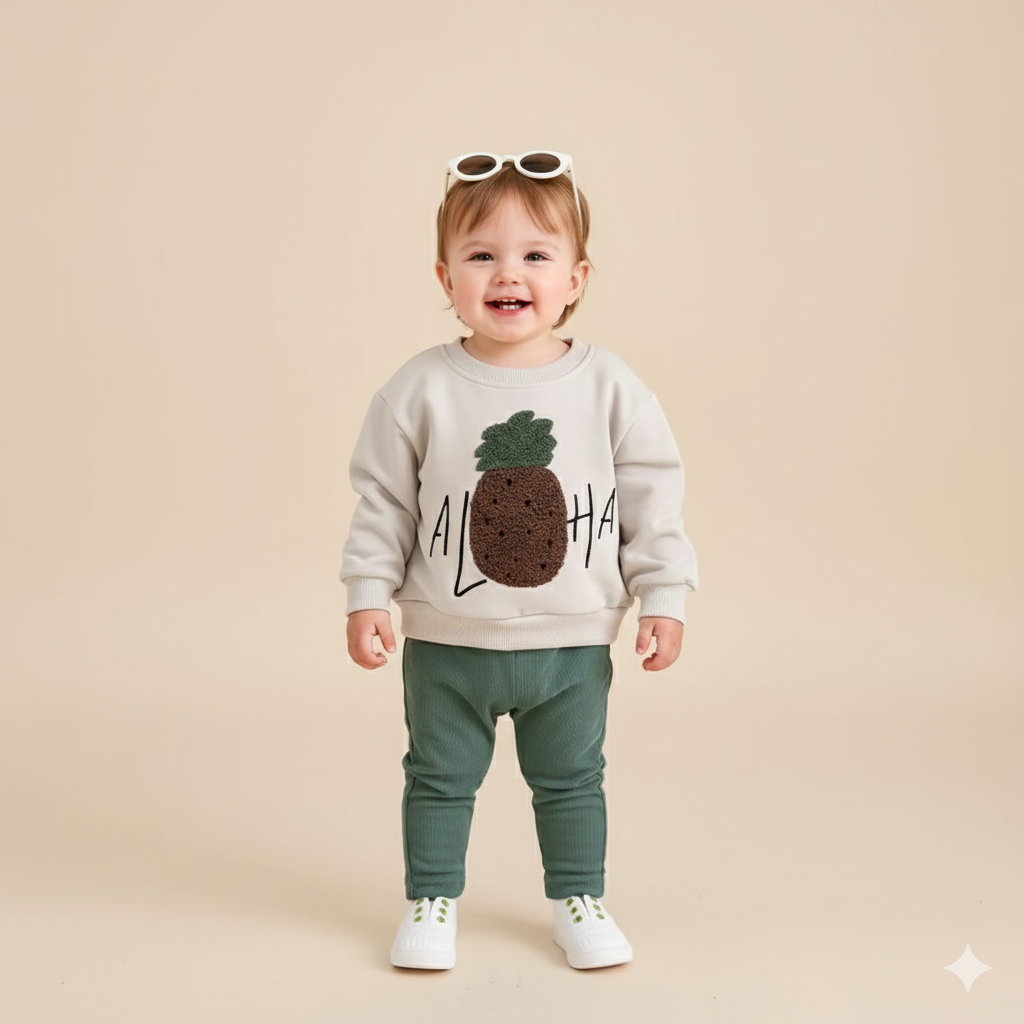 Aloha Pineapple Terry-Knit Sweatshirt & Pants Set