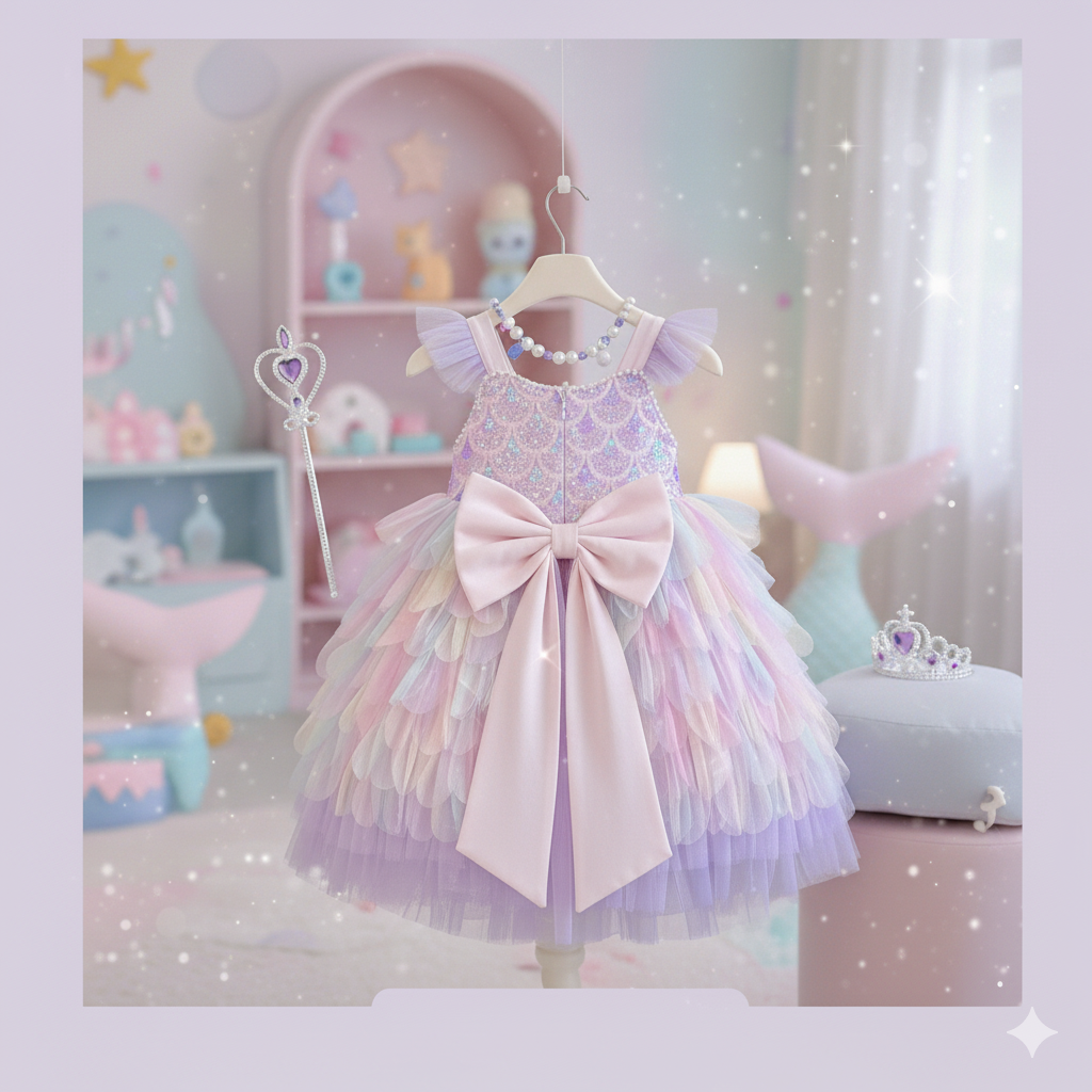 Sparkly Mermaid Princess Dress for Girls