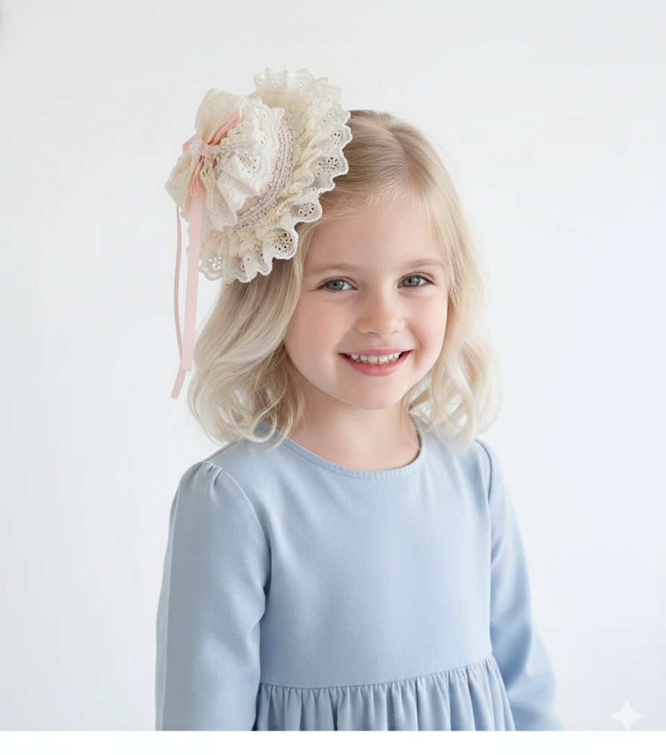 Vintage Lace & Bow Mini Top Hat Hair Clip