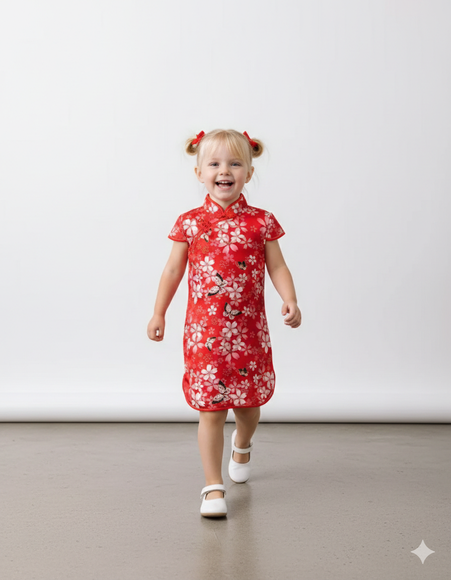 Girls' Traditional Chinese Cheongsam Summer Dress
