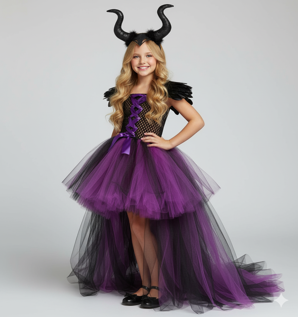 Girl's Evil Queen Costume with High-Low Skirt