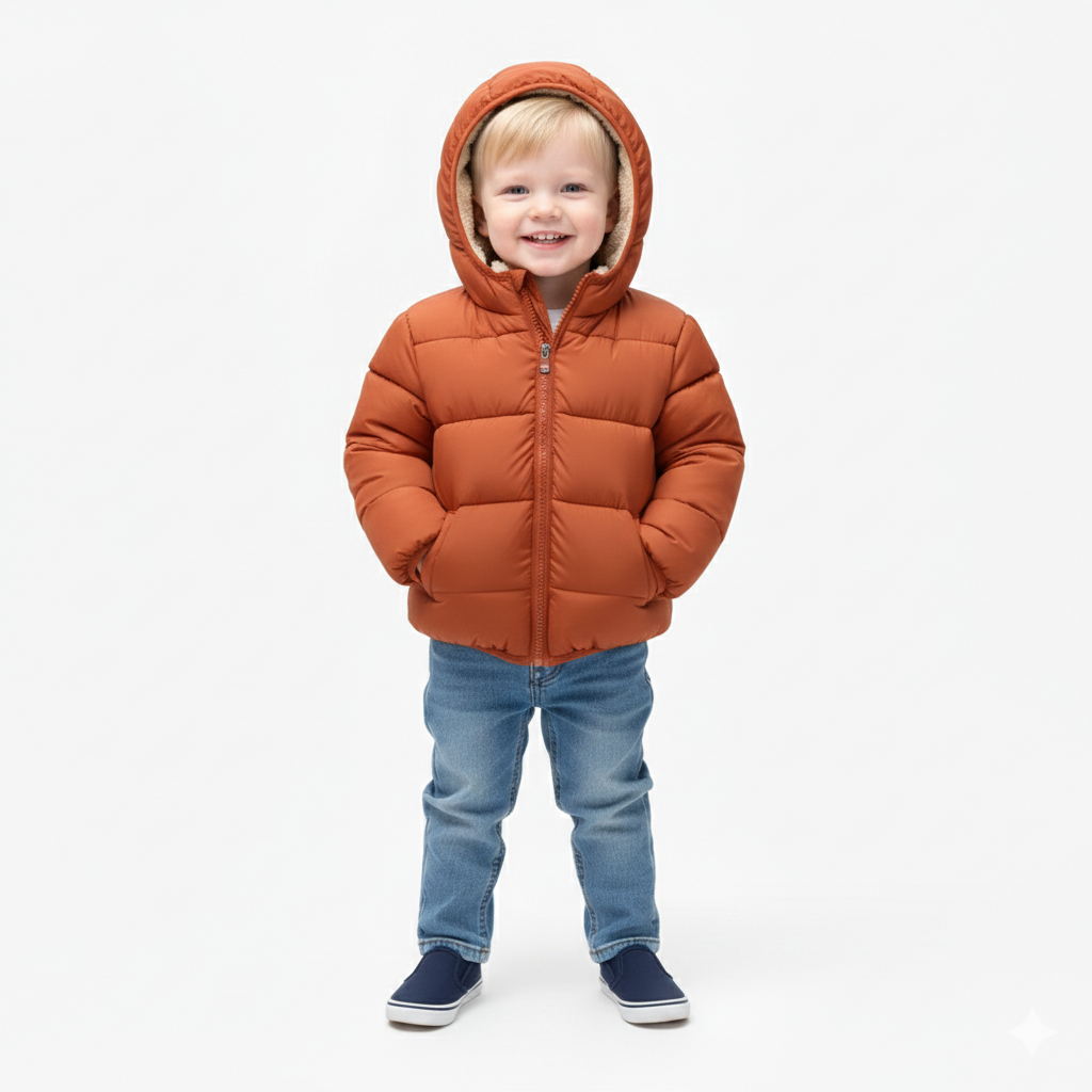 Plush Velvet Lined Winter Puffer Jacket for Kids