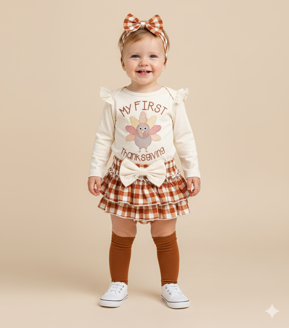 Baby Girl's My First Thanksgiving 4-Piece Outfit Set