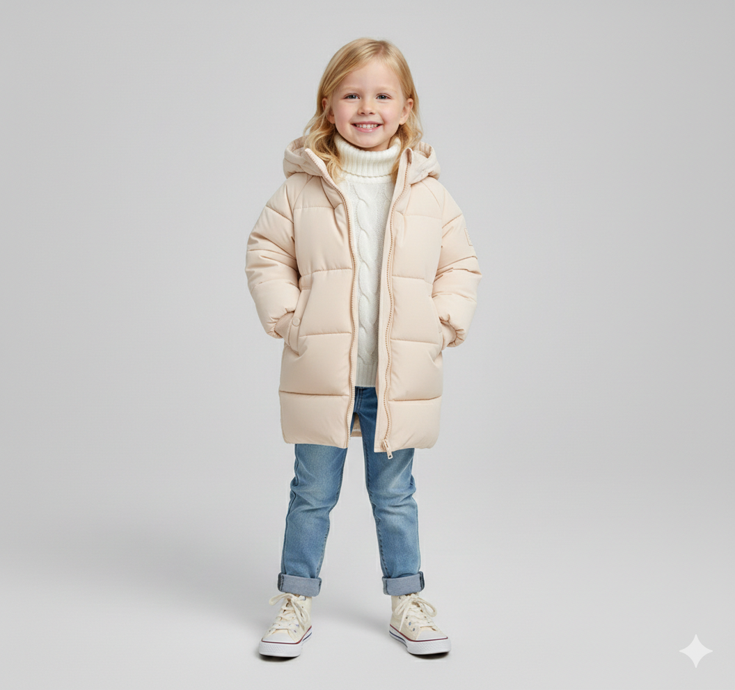 Unisex Hooded Longline Puffer Parka for Kids & Teens