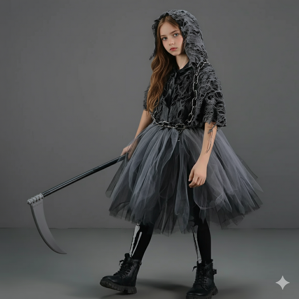 Girl's Gothic Reaper Deluxe Costume Set