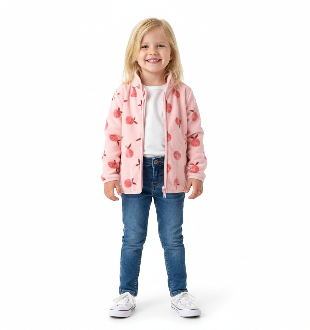 Printed Fleece Zipper Jacket for Kids