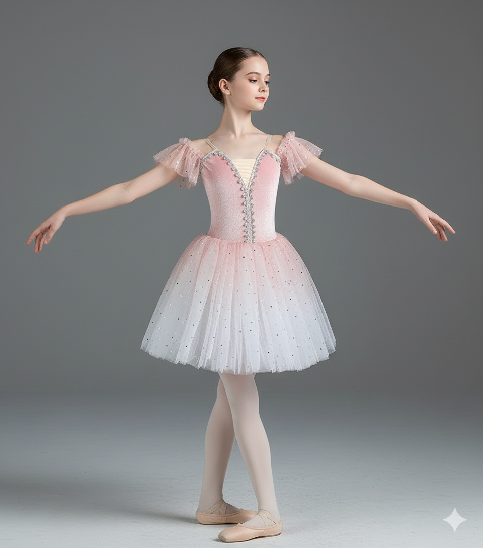 Girl's Performance Ballet Tutu with Velvet Bodice