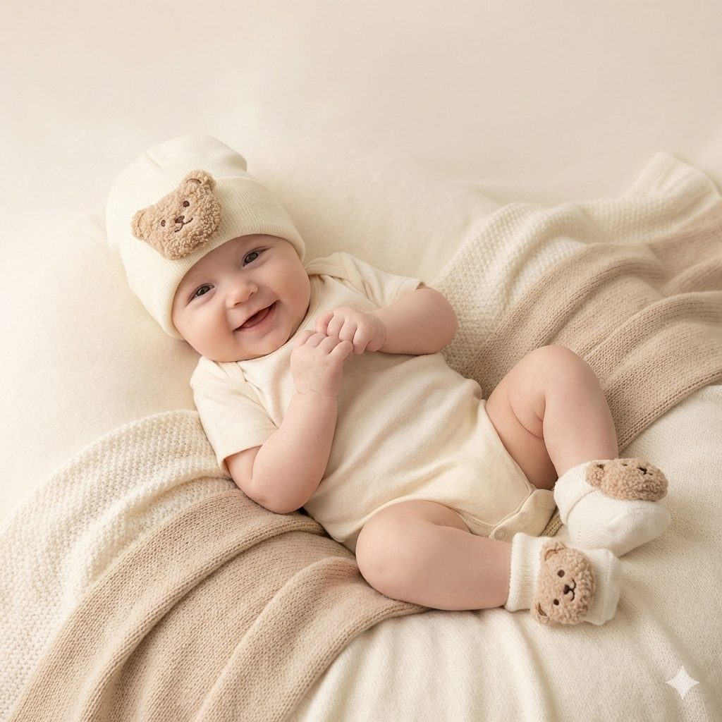 Knitted Beanie & Sock Set for Newborns