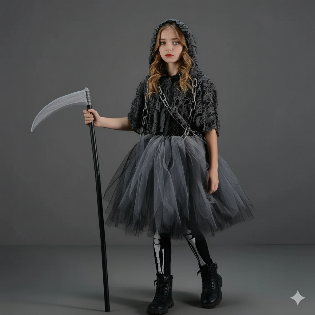 Girl's Gothic Reaper Deluxe Costume Set