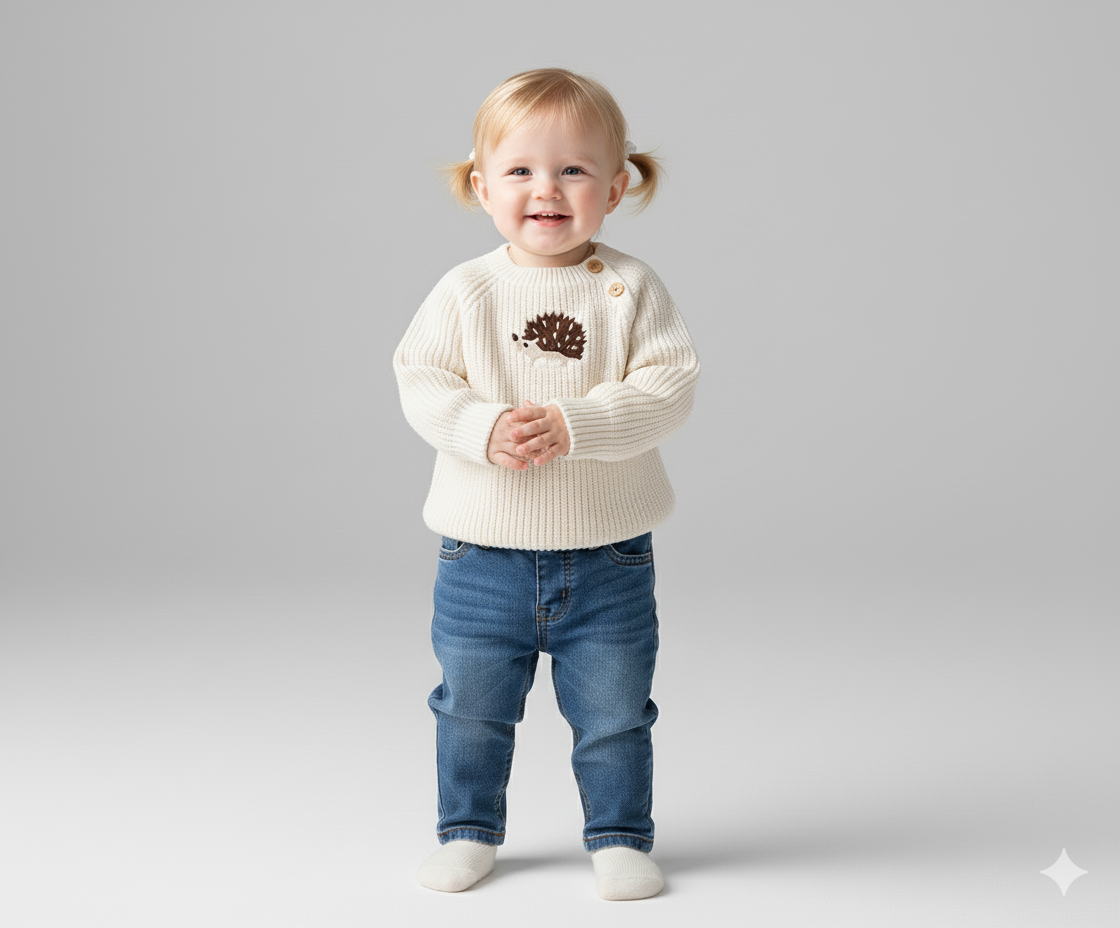Little Hedgehog Embroidered Knit Sweater