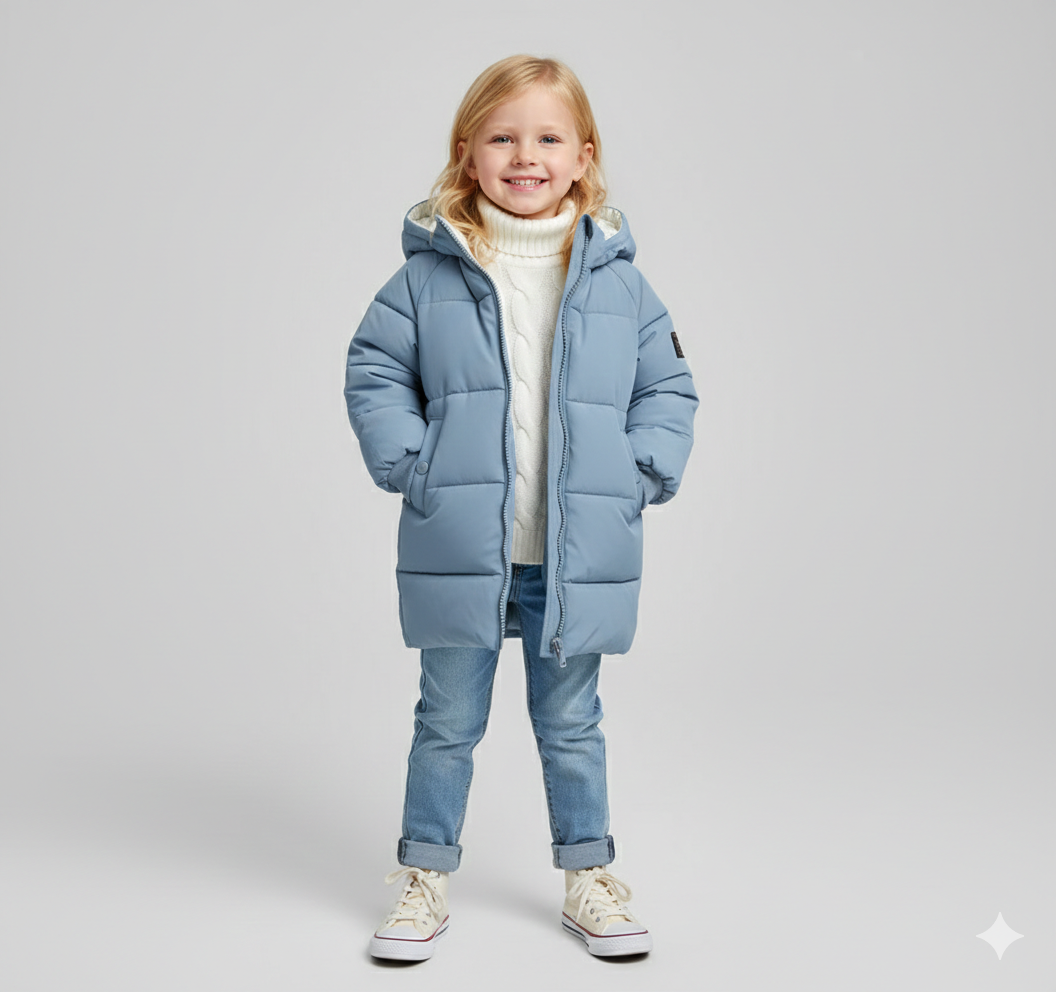 Unisex Hooded Longline Puffer Parka for Kids & Teens