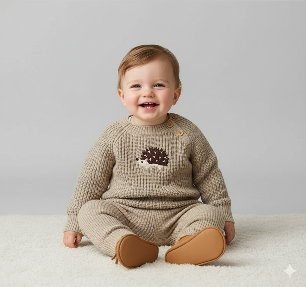 Little Hedgehog Embroidered Knit Sweater