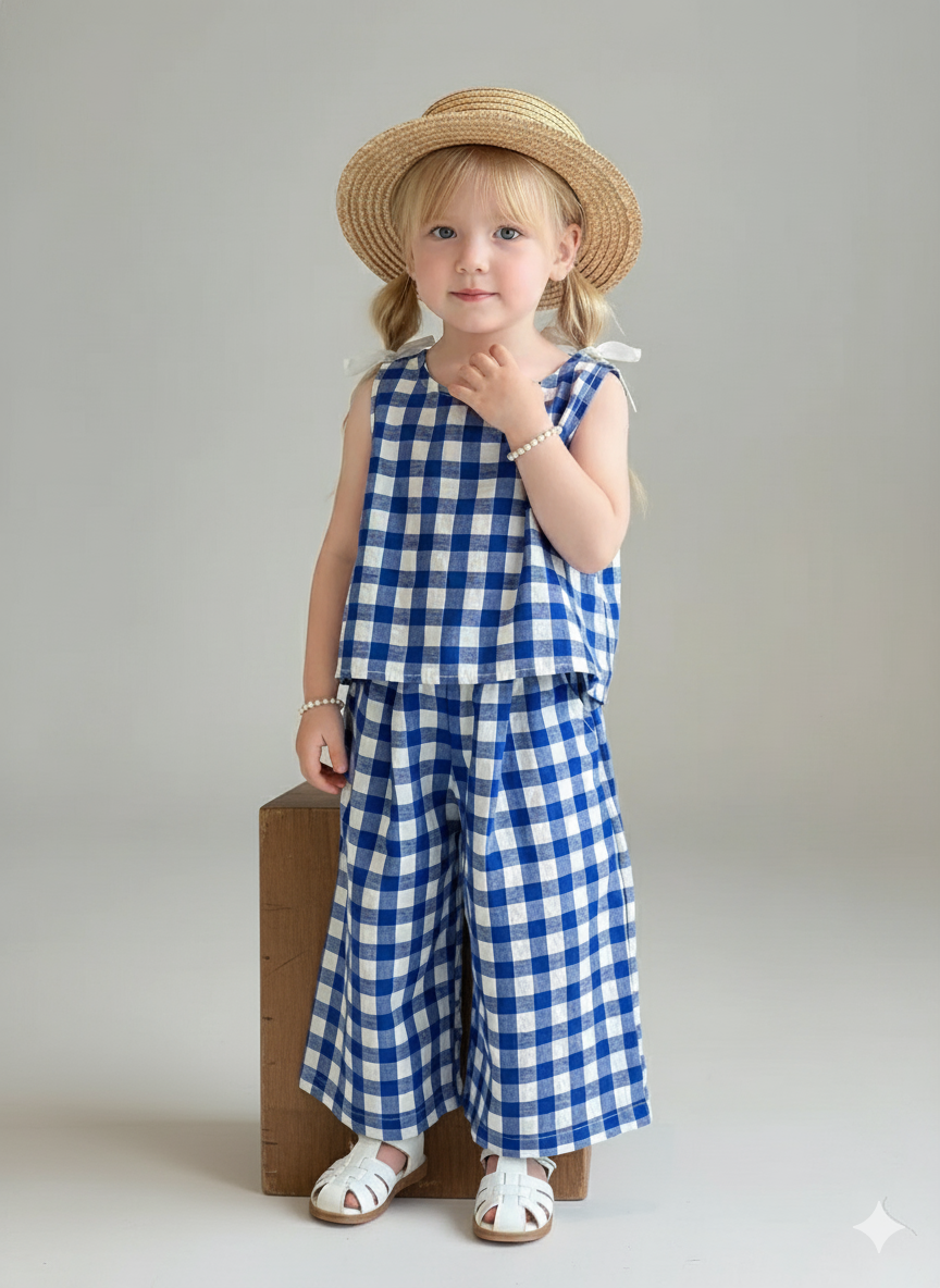 Breezy Gingham Top & Wide-Leg Pants