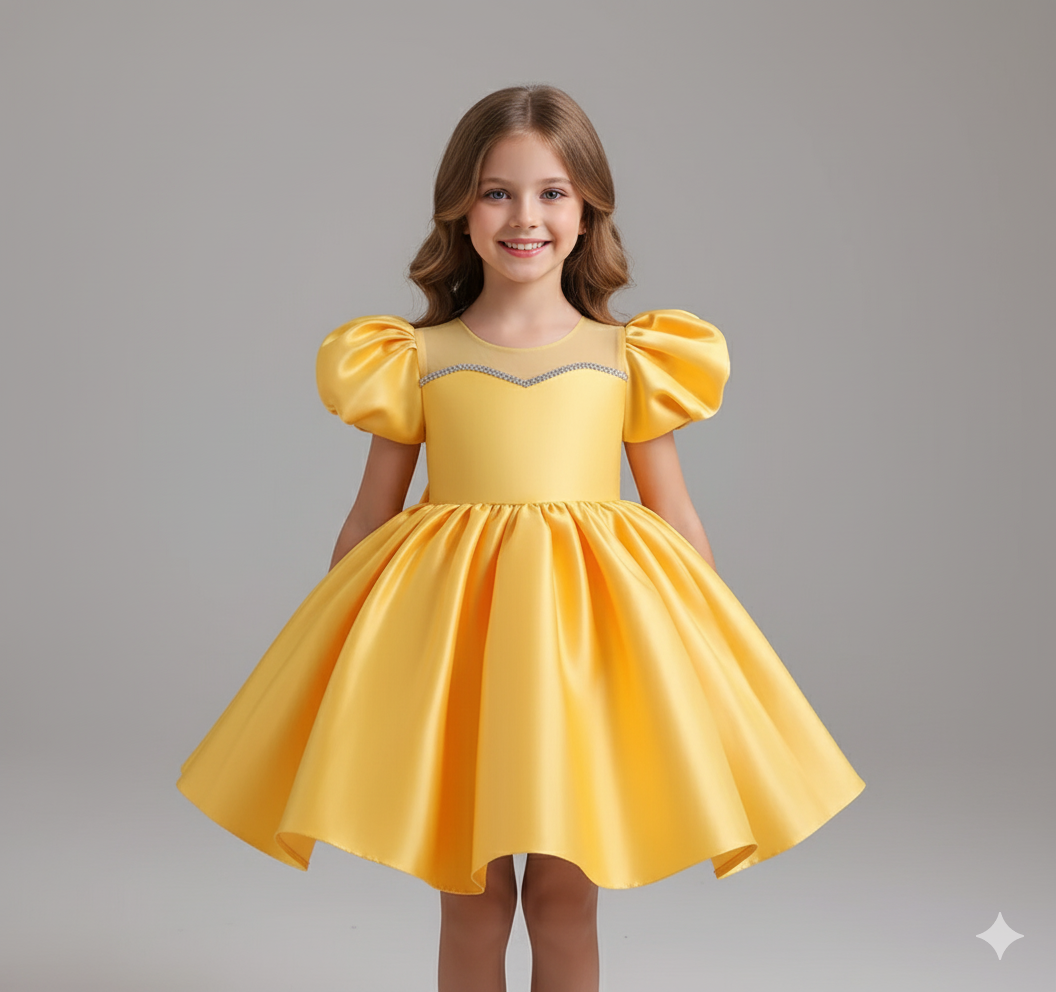 Girl's Puff Sleeve Princess Dress
