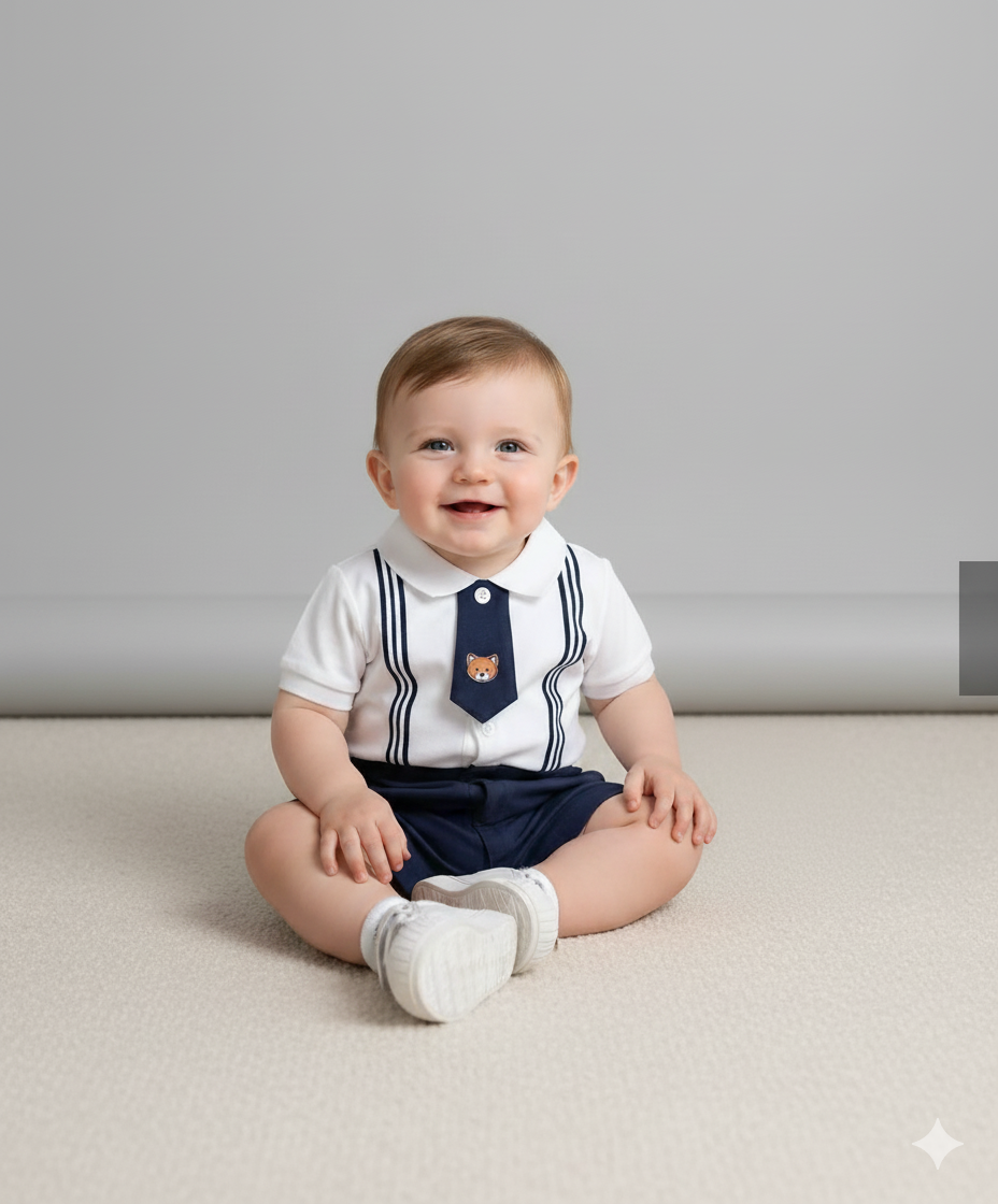 Baby Boy's Little Gentleman Romper with Tie