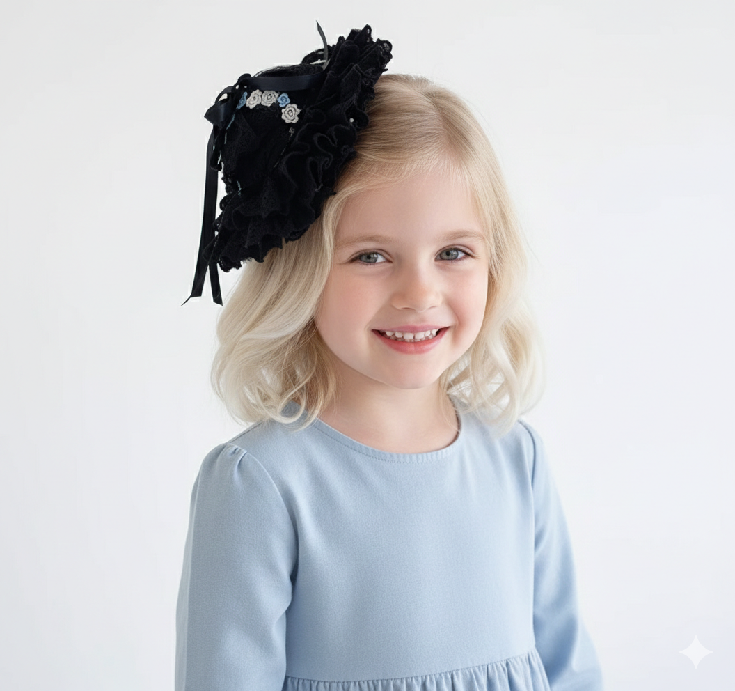 Vintage Lace & Bow Mini Top Hat Hair Clip