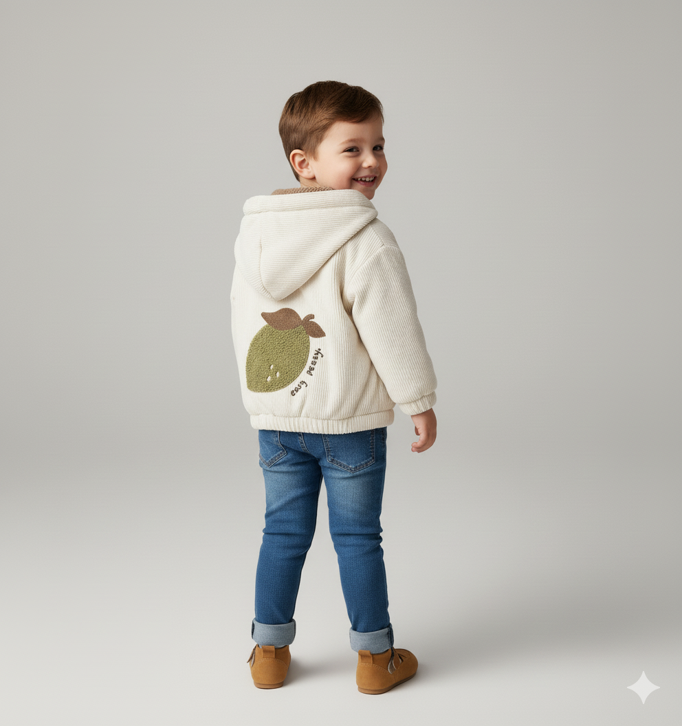 Unisex Sherpa-Lined Corduroy Hooded Jacket