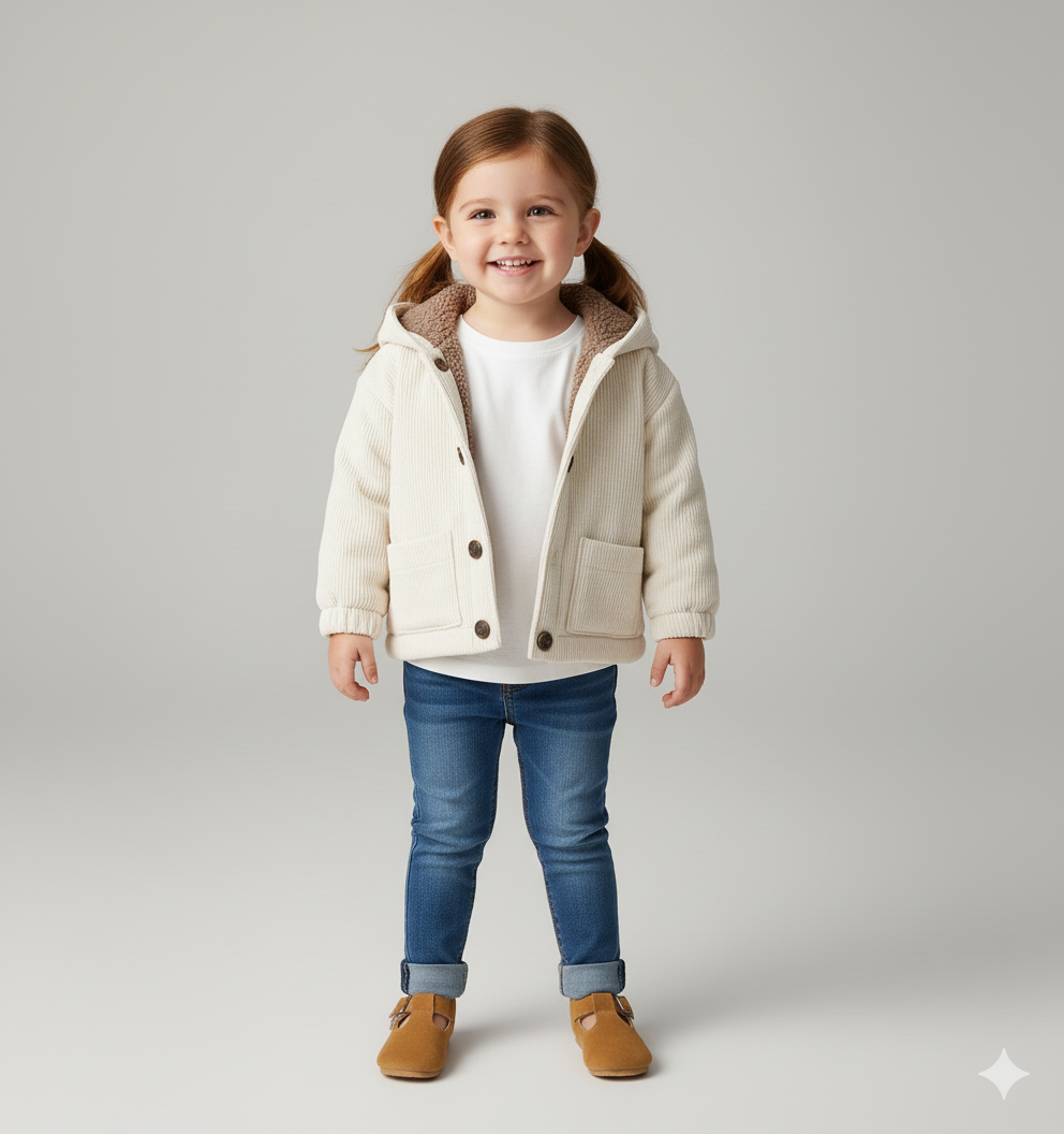 Unisex Sherpa-Lined Corduroy Hooded Jacket