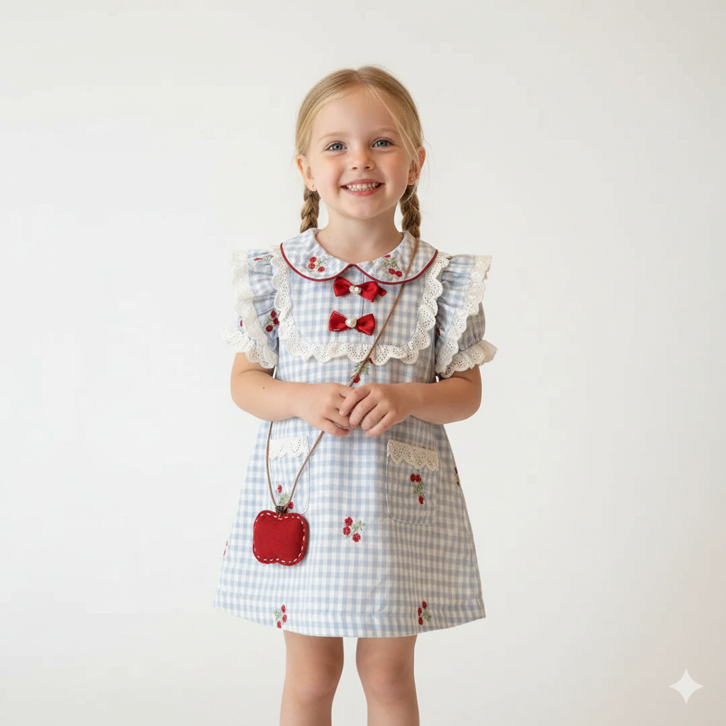 Embroidered Cherry Design dress