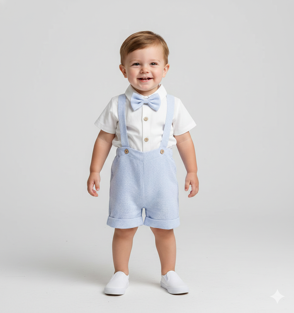 3-Piece Baby Boy Gentleman Romper & Shorts Set