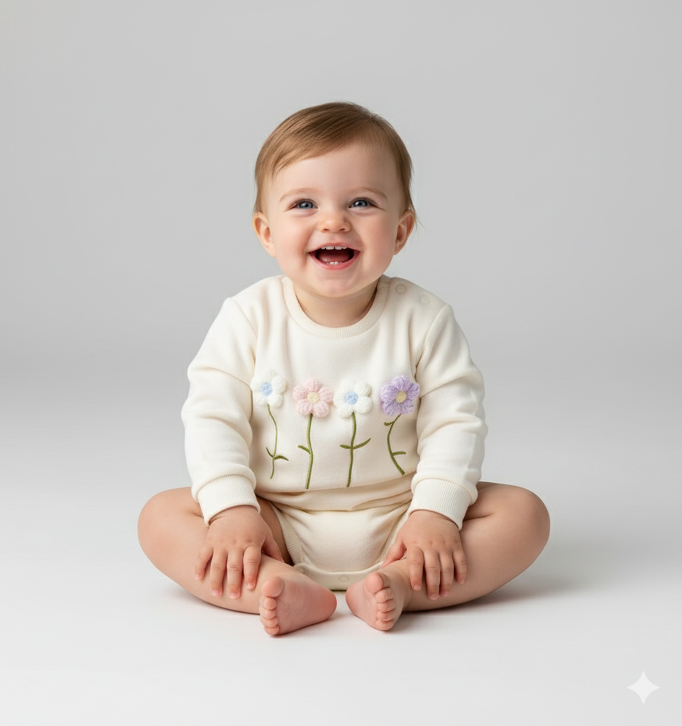 Wildflower Row 3D Floral Sweatshirt Romper