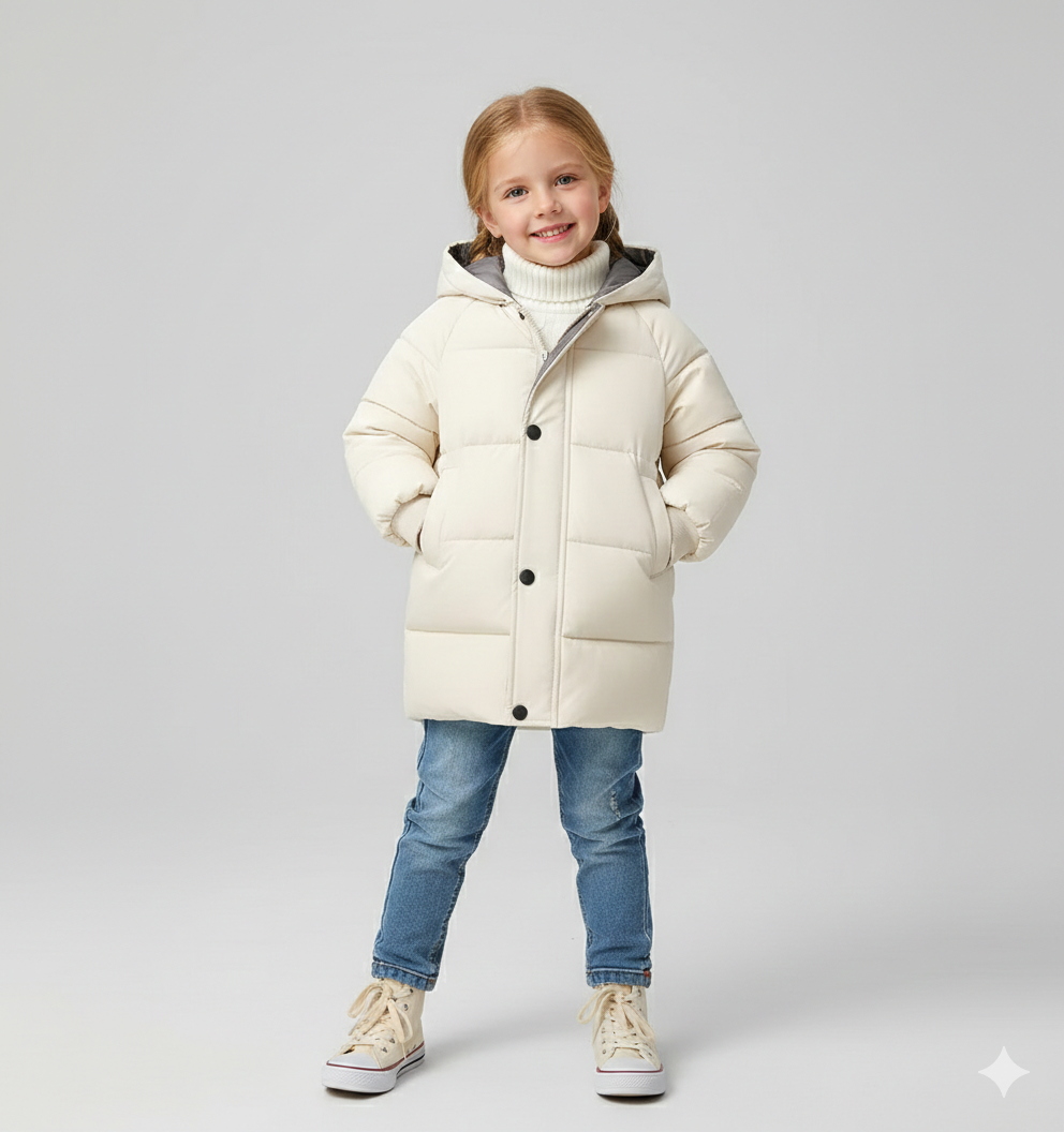 Unisex Hooded Longline Puffer Parka for Kids & Teens
