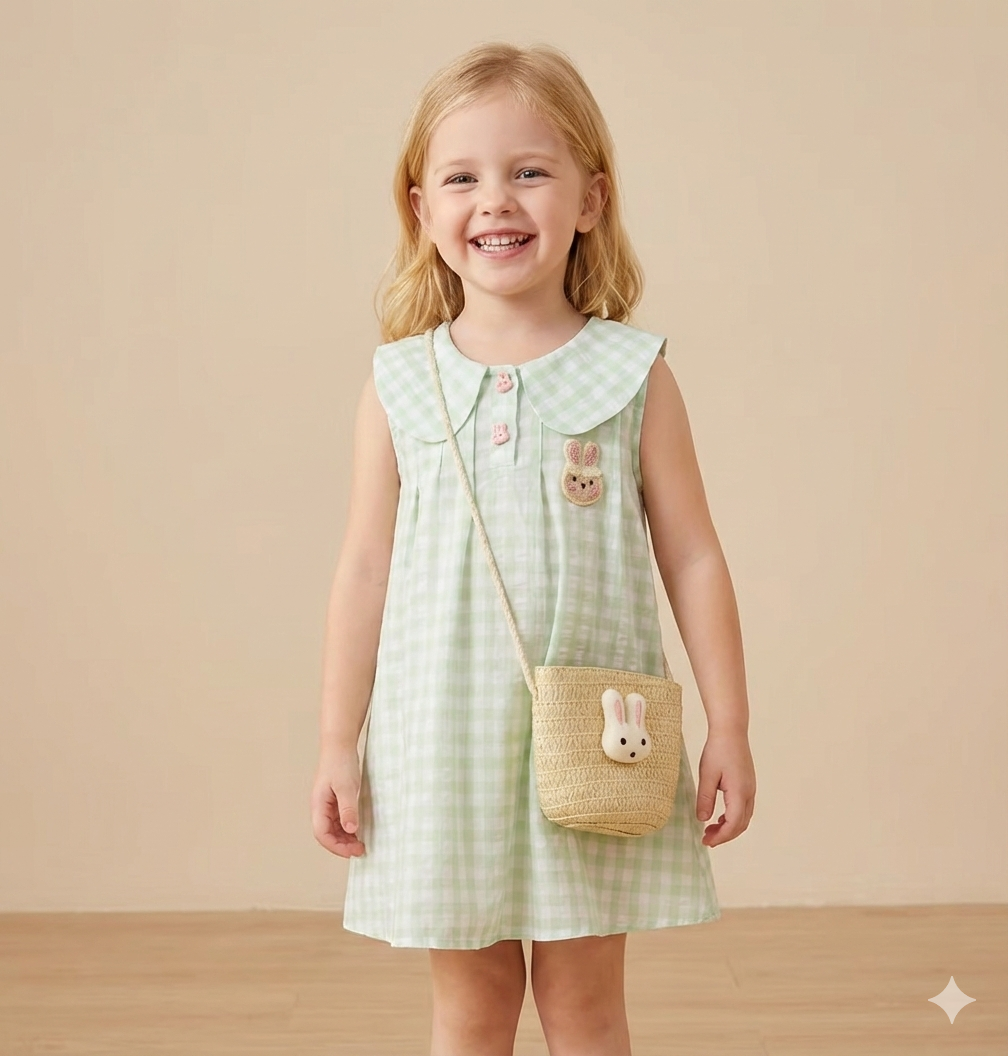 Plaid Dress & Matching Bunny Bag Set