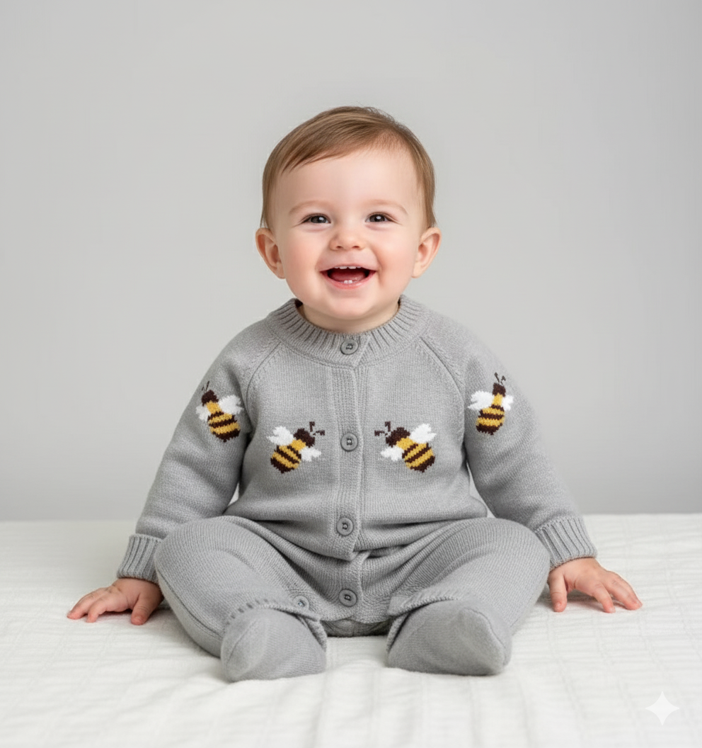 Little Bee & Tiger Knitted Baby Romper