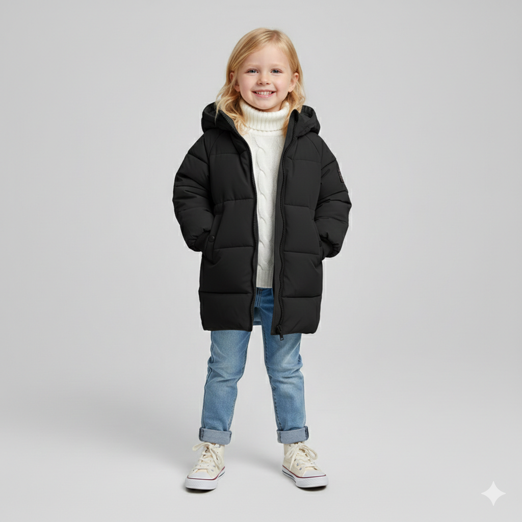Unisex Hooded Longline Puffer Parka for Kids & Teens
