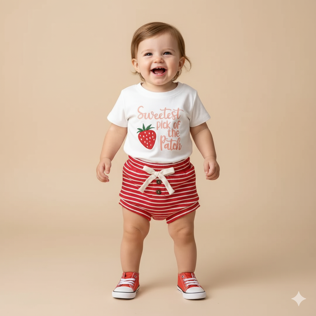 Sweetest Pick Strawberry T-Shirt & Shorts Set