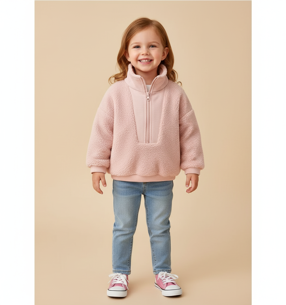 Unisex Toddler and Baby Cozy Sherpa Half-Zip Sweatshirt
