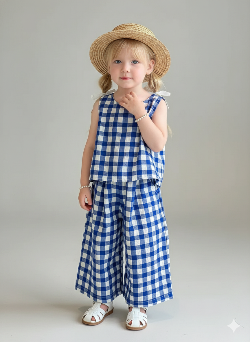 Breezy Gingham Top & Wide-Leg Pants