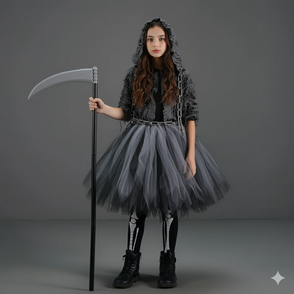 Girl's Gothic Reaper Deluxe Costume Set