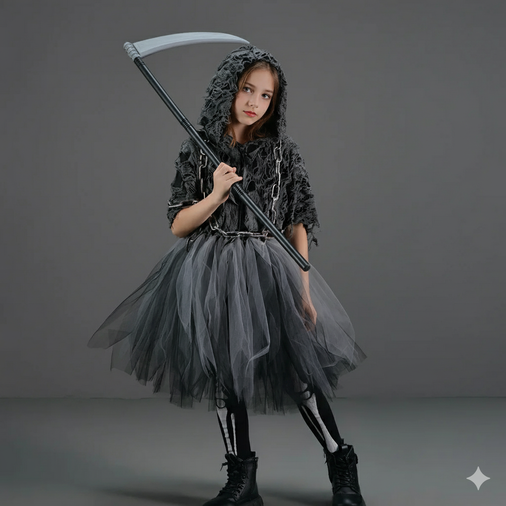 Girl's Gothic Reaper Deluxe Costume Set
