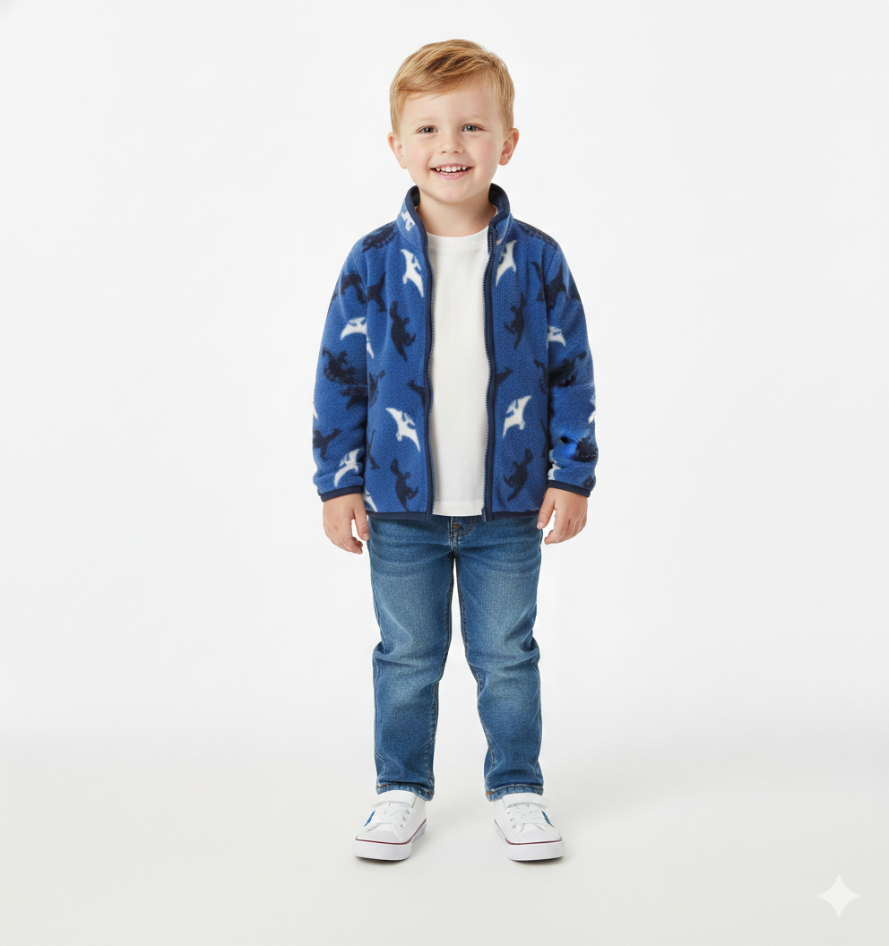 Printed Fleece Zipper Jacket for Kids