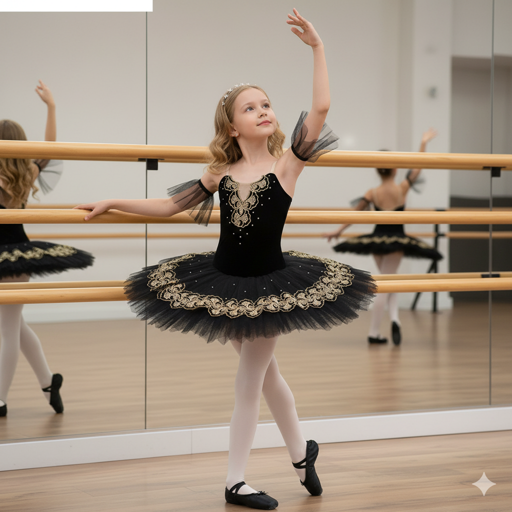 Professional Black Ballet Tutu Dress for Girls